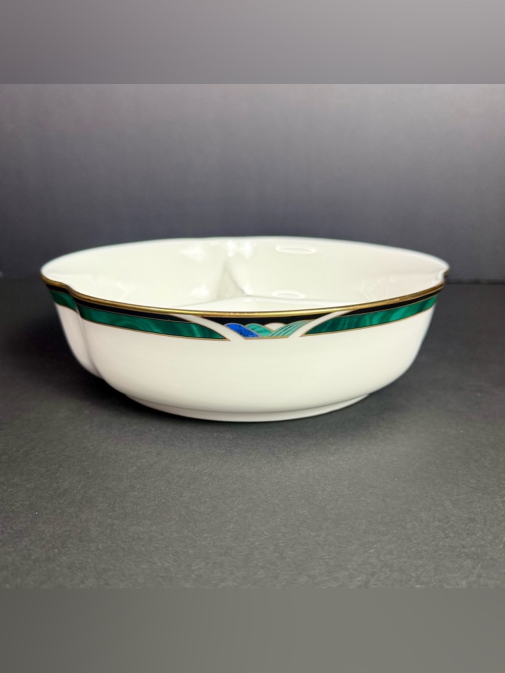 Vintage Lenox China Debut KELLY Bone China Divided Server Round 3 Part Bowl 8.5”